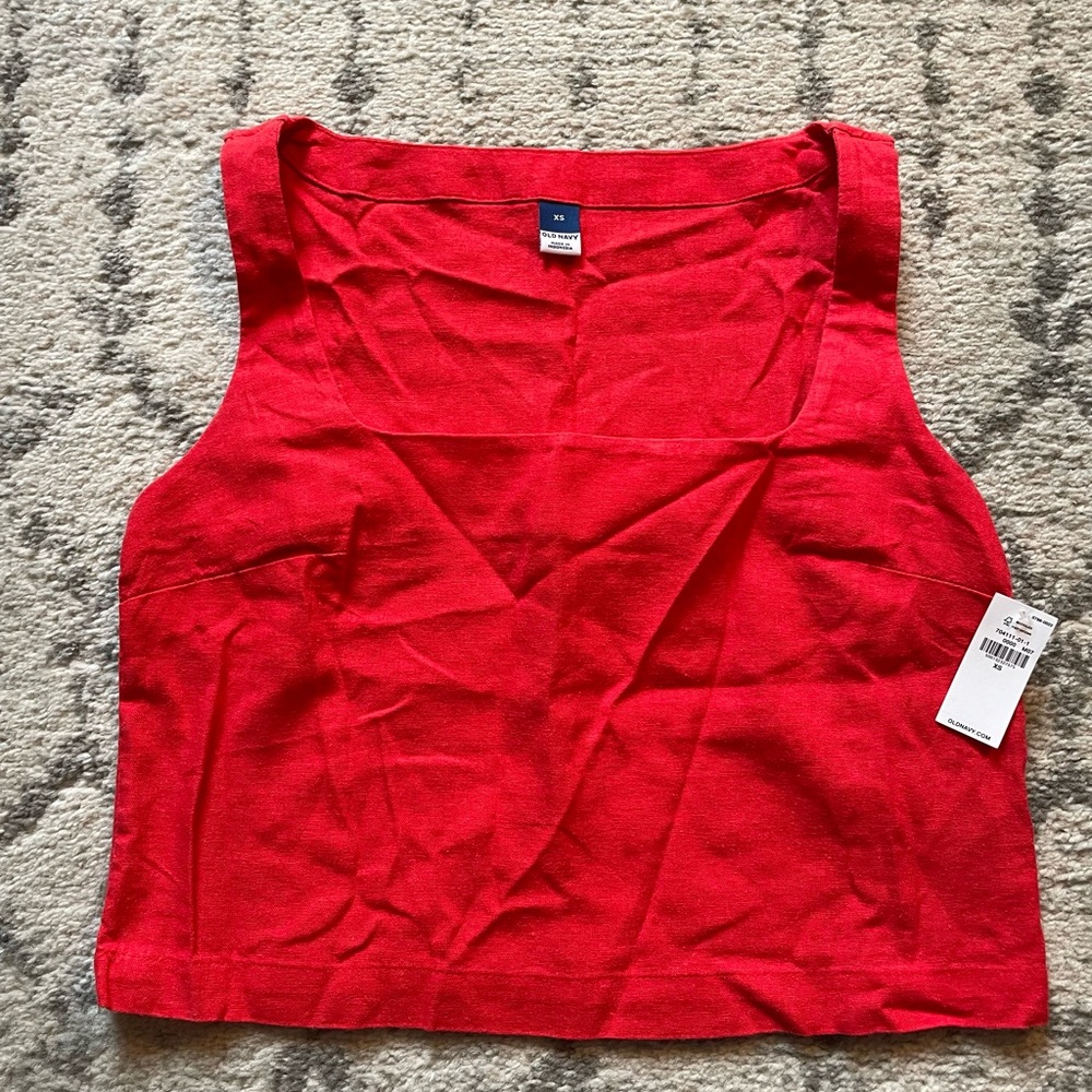 NWT Old Navy Bright Red Linen Crop Top